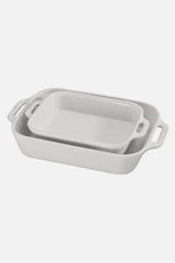 Brand new ๐ Staub Ceramic 2-pc Rectangular Baking Dish Set White ๐งจ
