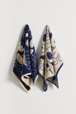 Cheapest ✨ BAGGU Reversible Mushroom Hand Towel Set Blue Multi ????