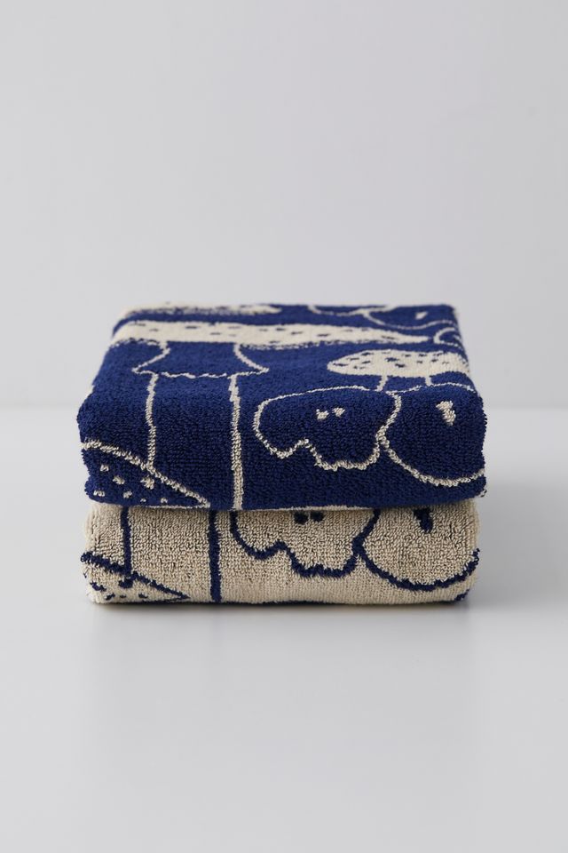 Cheapest ✨ BAGGU Reversible Mushroom Hand Towel Set Blue Multi ???? 2 Cheapest ✨ BAGGU Reversible Mushroom Hand Towel Set Blue Multi ???? - Image 2