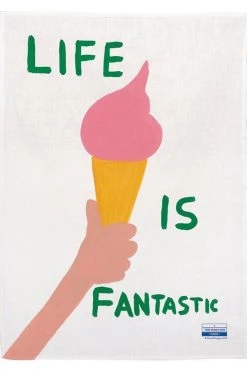 Buy 🎉 Third Drawer Down Life Is Fantastic Tea Towel X David Shrigley Multi 🧨