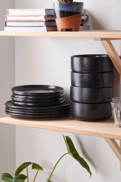 New ???? Stone Lava Speckled 12-Piece Dining Set Black ????