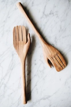 Best Pirce ⌛ Connected Goods Olive Wood Hand Salad Servers Brown 🎁 -MagicLinen Shop unnamed file 470
