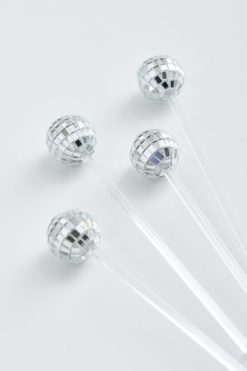 Best Pirce ???? Disco Ball Swizzle Stick Set Silver ???? -MagicLinen Shop unnamed file 522