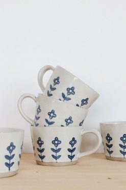 Cheapest ???? Connected Goods Blue Blooms Ceramic Mug Neutral Multi ????