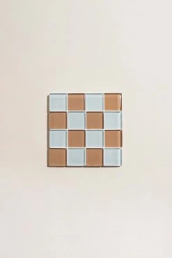 Hot Sale 🔔 Subtle Art Studios Chocolate Checkered Glass Tile Coaster Hazelnut Milk Chocolate ⌛ -MagicLinen Shop unnamed file 570