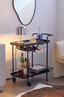 Outlet ???? Exton Metal Bar Cart Charcoal ????