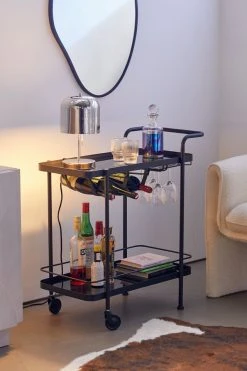 Outlet 👏 Exton Metal Bar Cart Charcoal 💯