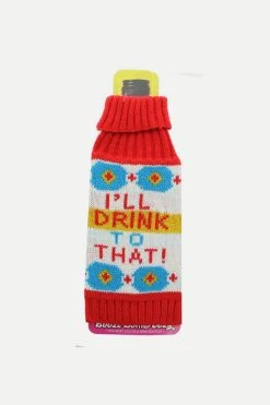Cheap 🎉 Knit "I'll Drink To That!" Bottle Cooler Multi 🧨