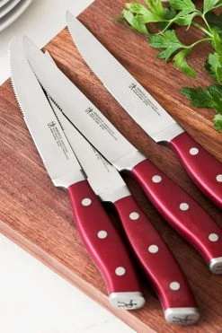Best Pirce ✔️ Henckels Forged Accent 4-Piece Steak Knife Set Red 🥰